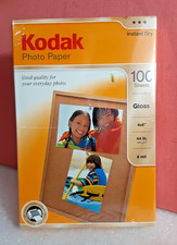 New Kodak Premium Photo Paper Gloss 4"x6" Pack of 100 Count Instant Dry