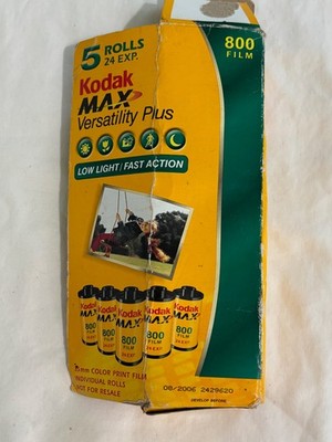 Kodak MAX Versatility Plus 800 speed 35mm color print film 5 Rolls NOS 08/2006