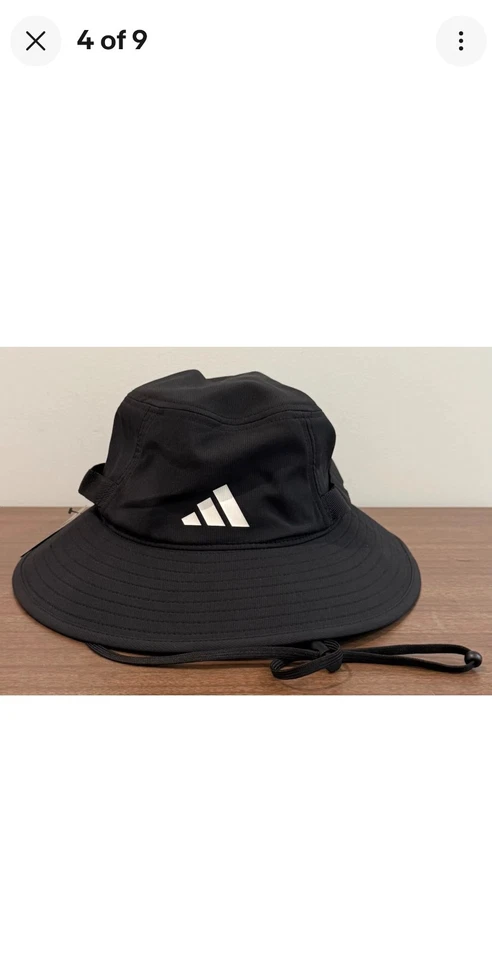Adidas Unisex Victory Bucket Hat Drawstring UPF 50+ Black One Size  - Image 4 of 4
