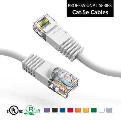 5 Pack of 9Ft CAT5E UTP Ethernet Network Booted Cable White