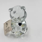 Fenton Clear Glass Birthstone Bear December Blue Heart Vintage Figurine W/ Tag