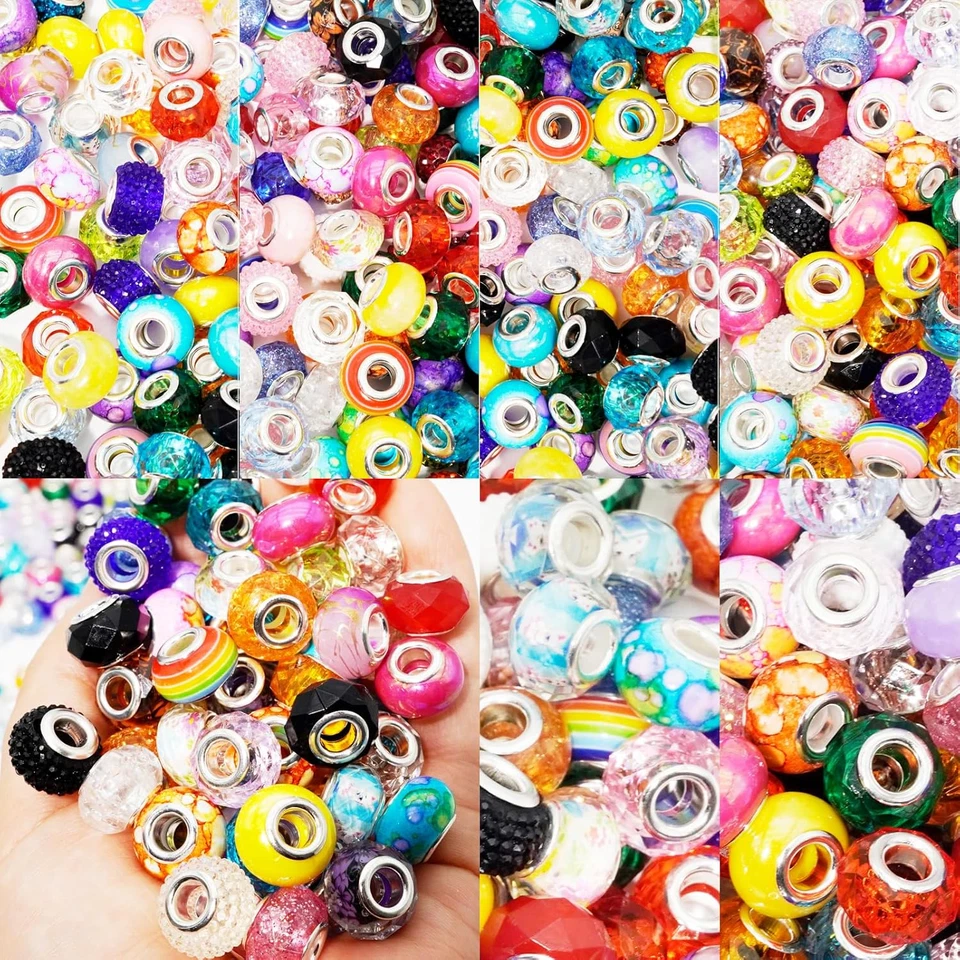 380Pcs европейские стразы бисер и 200шт лэмпворк прокладка бусина для браслетов Nec - Изображение 4 из 4