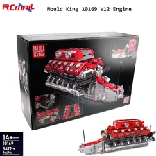 Mould King 10169 V12 Engine Building Blocks Electric Motor Model Kit