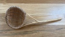 Primitive 12  Rattan Wicker Basket Woven Soup Ladle Strainer Dipper Vintage A 