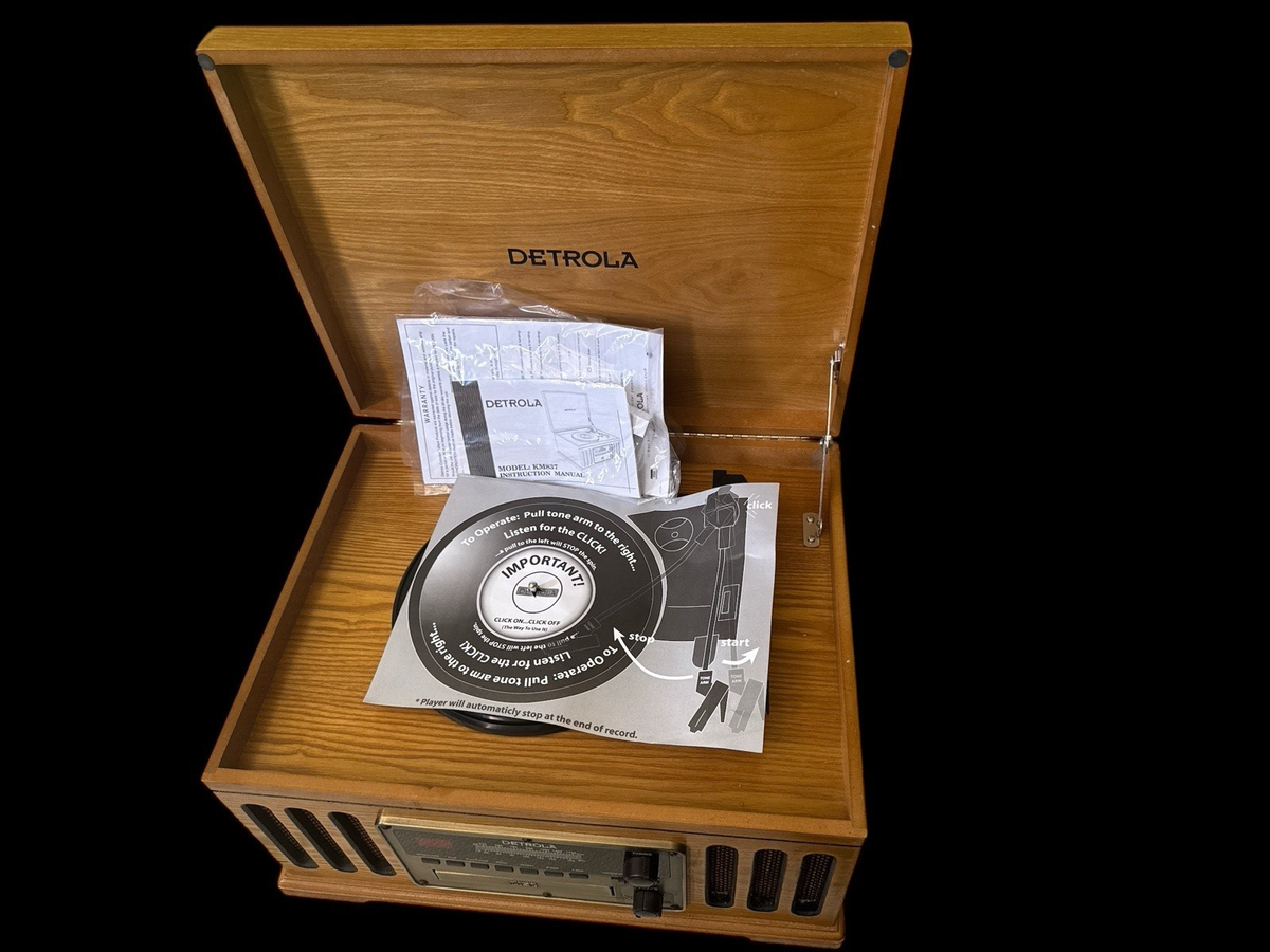 NEW Oak Detrola KM837 Replica Record Player CD Cassette Am/Fm