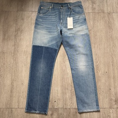 Gucci Patchwork Denim Jeans Mens Sz 34x31 GG Monogram Made In Italy Msrp $1100