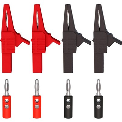 Krokodilklemmen, Bananenstecker, Hochleistungs, isoliert, 4 Stück, 1000V, Lab...