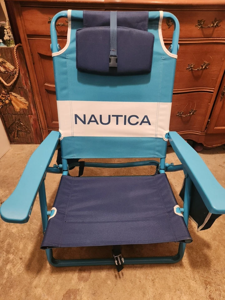 Nautica Foldable Bayside Beach Chairs in Blue Multi Positions - Image 2 of 4