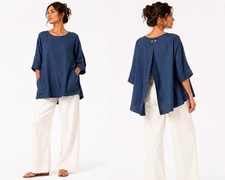 NEW DULUTH shirt top blouse tunic smock blue ...