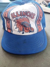 VTG NOS 1980s Illinois Fightin Illini Mesh Trucker Sports Hat Sz S- 80s Cap