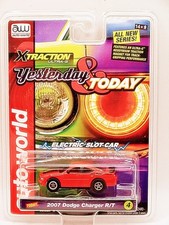 Auto World HO Slot Car X-Traction 2007 Red/Black Dodge Charger R/T MOC