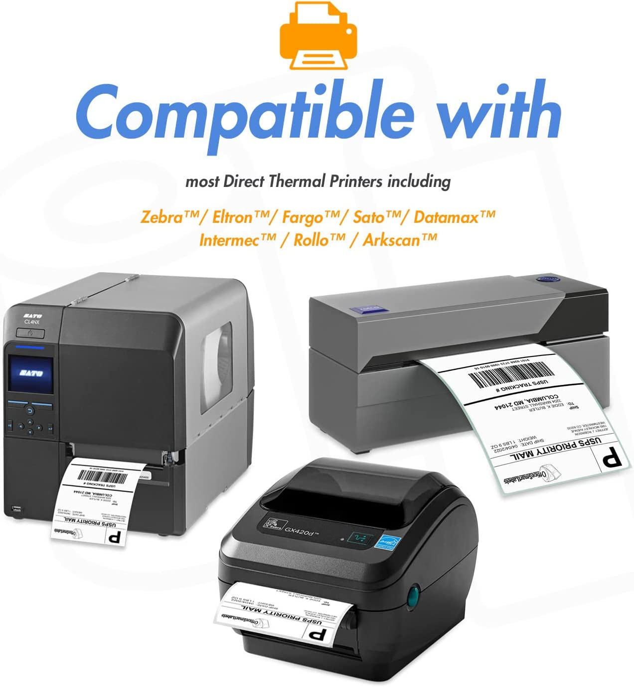 2.25 X 0.75 Inch Direct Thermal Label - Compatible with Rollo Label Printer & Ze