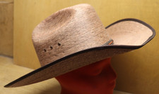 Justin 20X Bent Rail Western Straw Hat 7 3/8 59 Leather Band Ranch Cowboy Rodeo