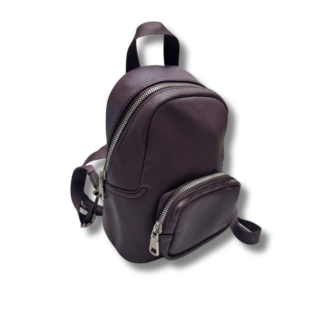 Purple Mini Backpack Embossed Logo Front Pocket Adjustable