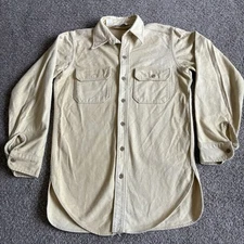 Vintage Woolrich Chamois Cotton Long Sleeve Button Shirt Yellow Size Medium Long