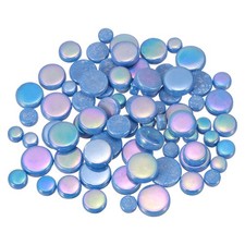 100g Multi-Size Iridescent Round Mosaic Tiles for Crafts Blue 