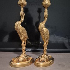 Mid Century  Modern Brass Crane On Turtle Can...