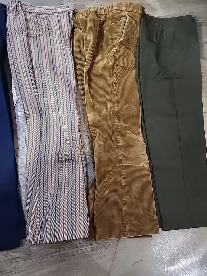 Pantalones Vintage Años 70 Niños Talla 6 Cordones, Sansabelt Azul Marrón Verde Gris 4 Pares Foto 4 de 4