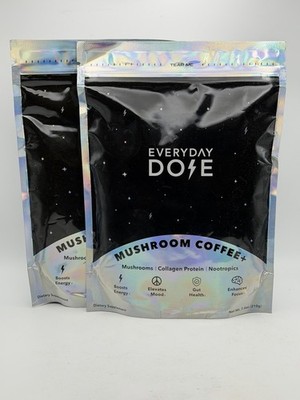 (2)Everyday Dose Mushroom Coffee +  Mild Roast Collagen Protein Nootropics Focus