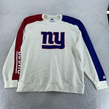 New York Giants Starter Sweatshirt Mens 2XL Cream Blue Red NFL Football Crewneck