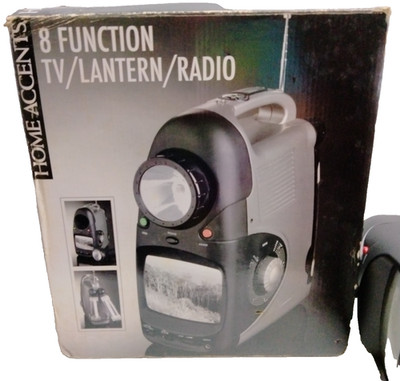 Home Accents 8 Function TV Lantern Radio 5 Inch Black White Screen New Open Box