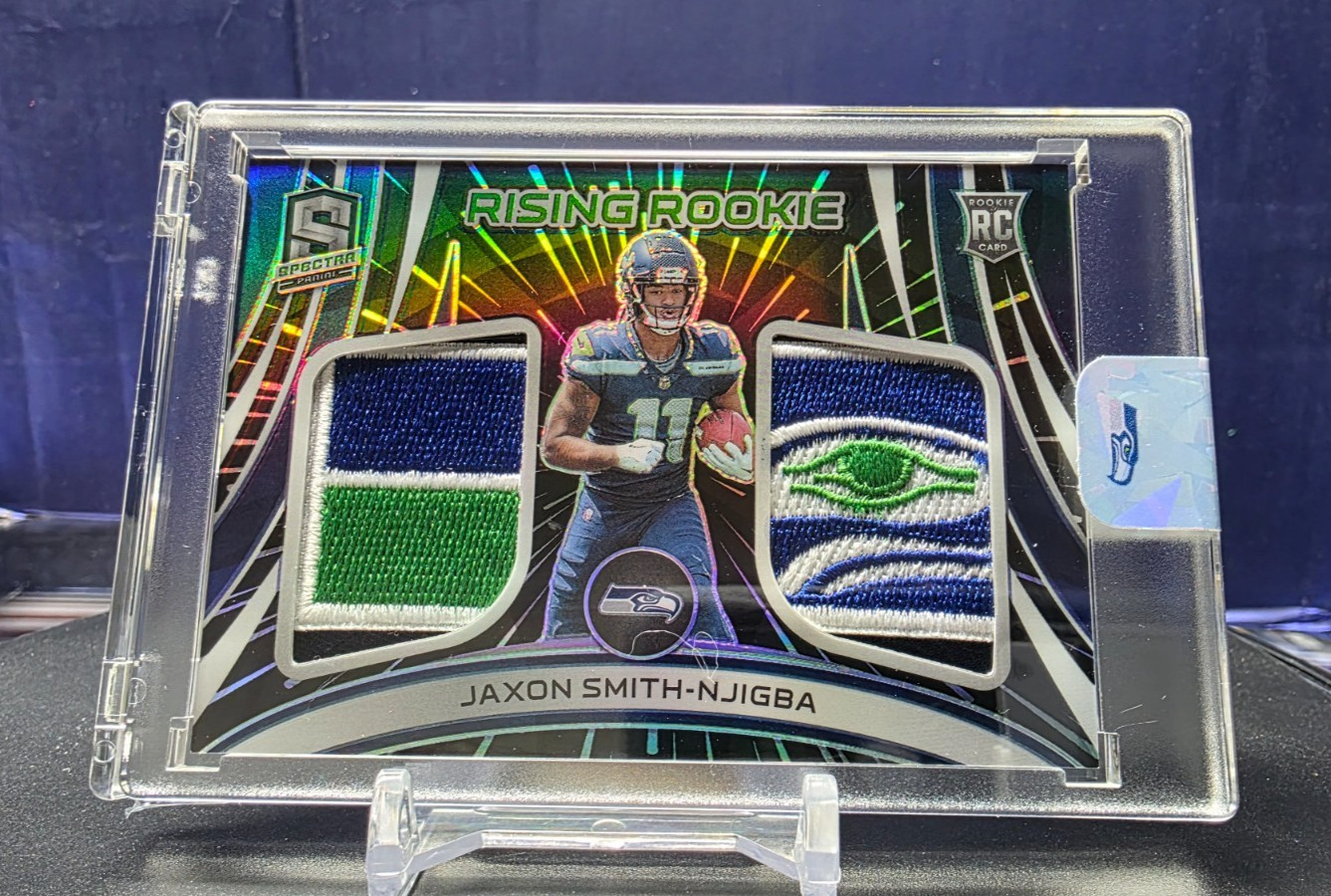 2023 spectra rising rookie prizm jaxon smith-njigba retro seahawks patch* read