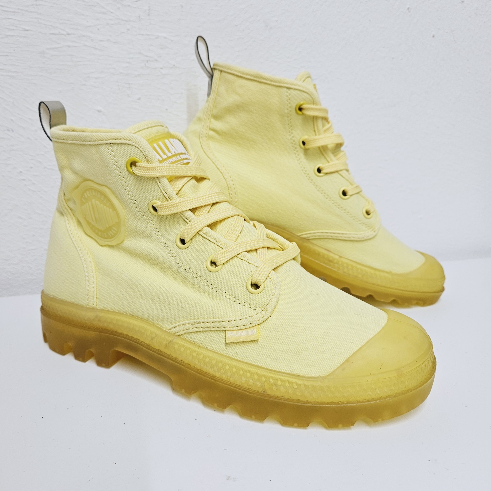 SAOLA Scarpe da ginnastica Palladium Pampalicious da donna taglia UK 5 pop corn tripla suola in gomma gialla