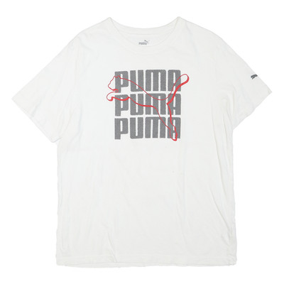 Puma Herren T-Shirt Weiß Grafik M Kurzarm Rundhals Logo Print