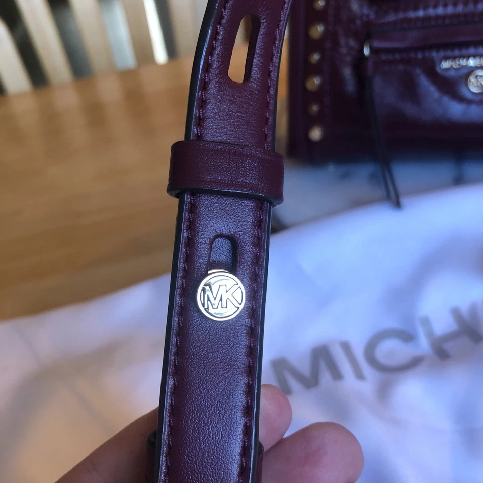 MICHAEL KORS CARINE XS TOP ZIP SATCHEL SHOULDER CROSSBODY BAG BURGUNDY - Image 3 of 4