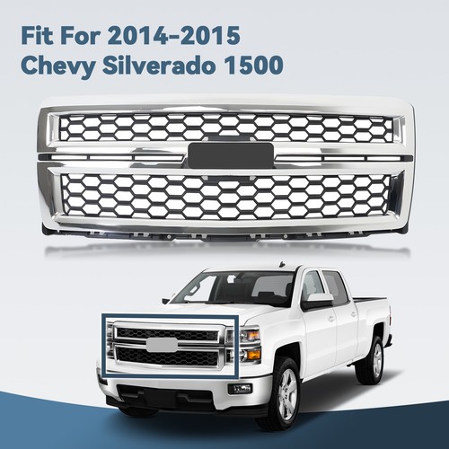 For 2014-2015 Chevy Silverado 1500 Front Bumper Grille Chrome Honeycomb 23259620
