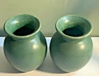 Wonderful Pair of Matte Green Art Pottery McCoy Vases 5" Shelf Pieces Excellent