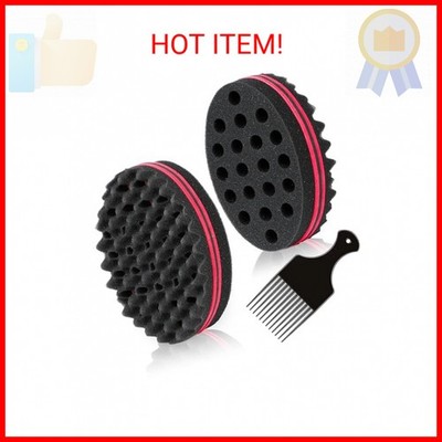 BIGEDDIE Magic Sponge Brush for Afro Curls, Twist Sponge with 6.29 Inch Free Pic