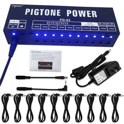 Guitar Effect Pedal Power Supply 10 Isolated DC Outputs Suitable for 9V/12V/1...