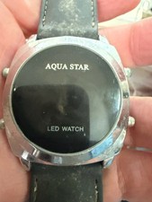 Vintage Aqua Star LED Digital Watch 1970s Cushion Case Retro Space Age