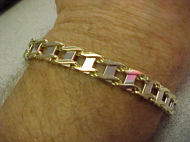 Italian 2 Color 10k Gold Modern Bracelet for Men  "MUST SEE"  Make Offer