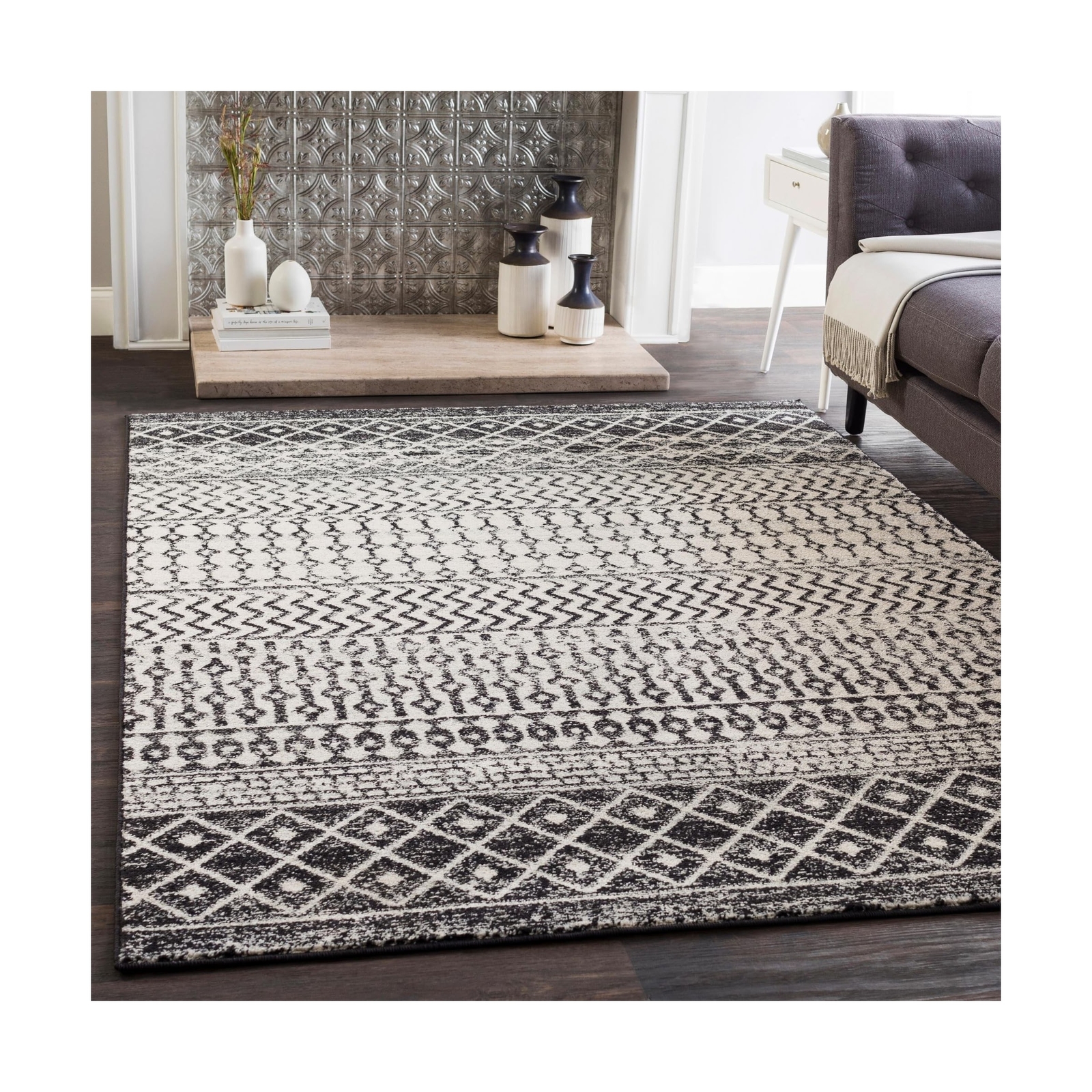 Artistic Weavers Chester Boho Moroccan Area Rug,7'10" x 10'3",Black