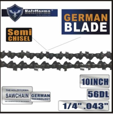 Holzfforma  1/4'' .043'' 10inch 56DL Semi Chisel Chainsaw Saw Chain Wagners