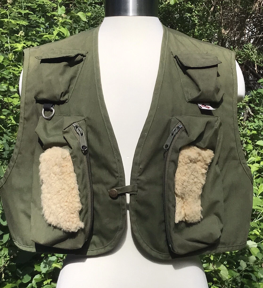 Columbia Sportswear Fly Fishing Utility Vest Adult Size LARGE Army Green Vtg