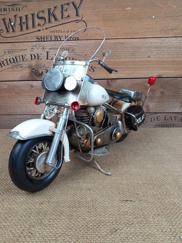 Retro Style Tin Metal Decorative American Police Motorcycle motorbike Model - Picture 7 of 17