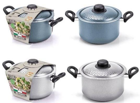 Alluflon pastaiola cuoci e scola casseruola cm 20 con coperchio Made In...