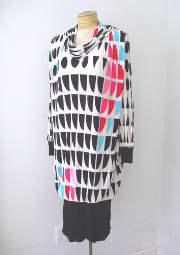 Vestido de Colección Años 80 Virginie Paris Geométrico Micro Acordeón Plisado Dobladillo Vendaje L/XL - Imagen 2 de 8