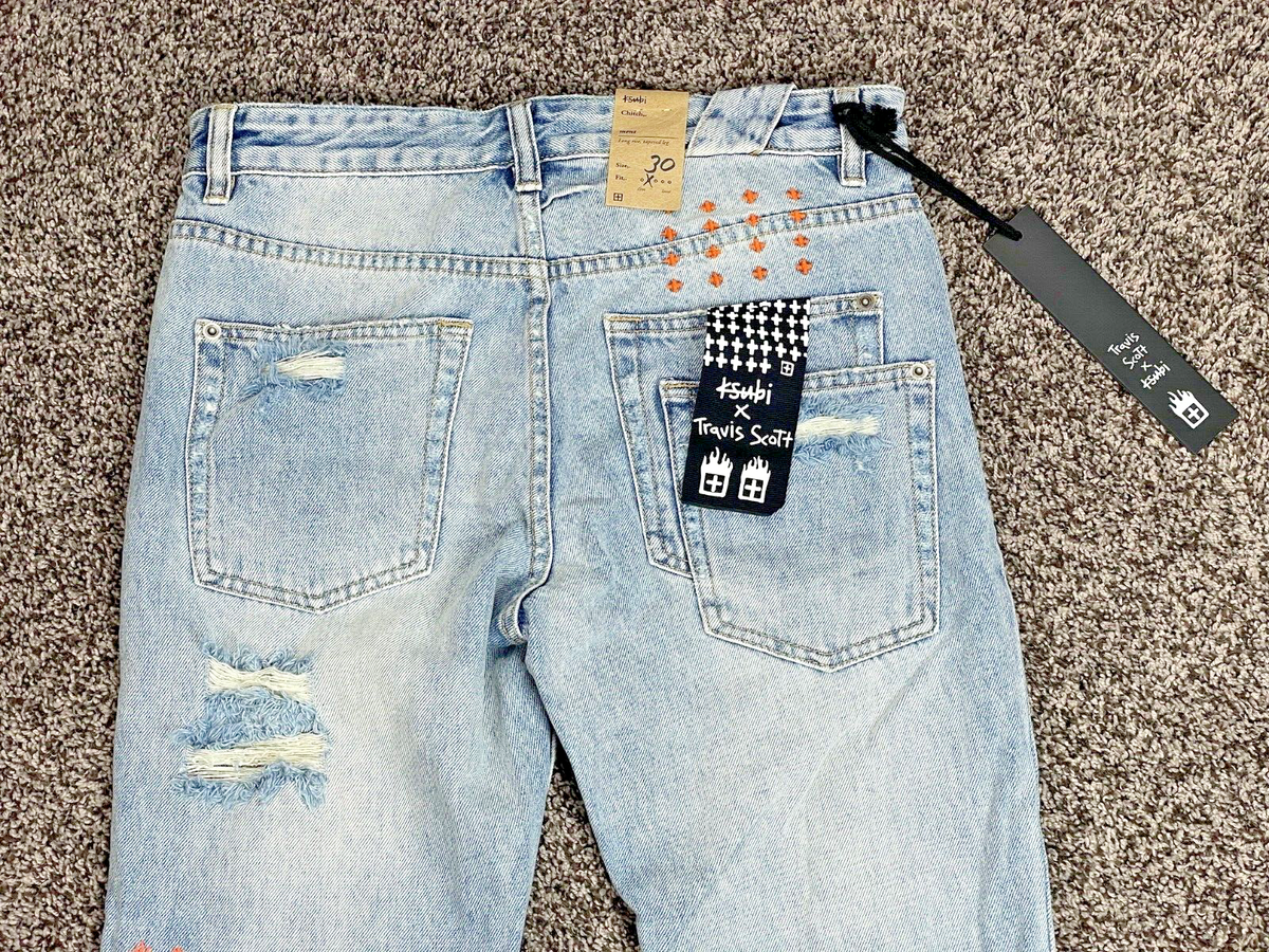 Travis Scott Ksubi Mens Blue Jeans X Stitched Up Chitch Skinny