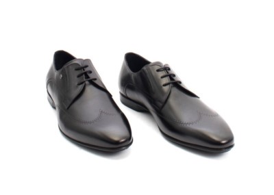 ROBERTO SERPENTINI 27534 Black Leather Lace-Up Dress Shoes  display picture 1
