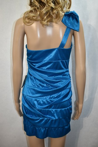 Vestido Arden B azul talla pequeña un hombro acanalado para mujer - Imagen 3 de 8
