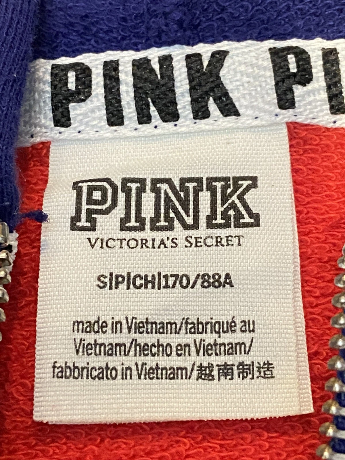 UNDERCOVER Victoria Secret Pink Hoodie Sm 1 4 Zip Pullover Graphic L S Red White Pink Blue