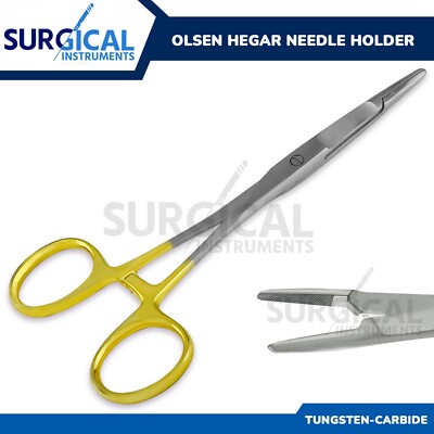 T/C Olsen Hegar Needle Holder 5.5'' Serrated W/ Tungsten Carbide Insert German Gr