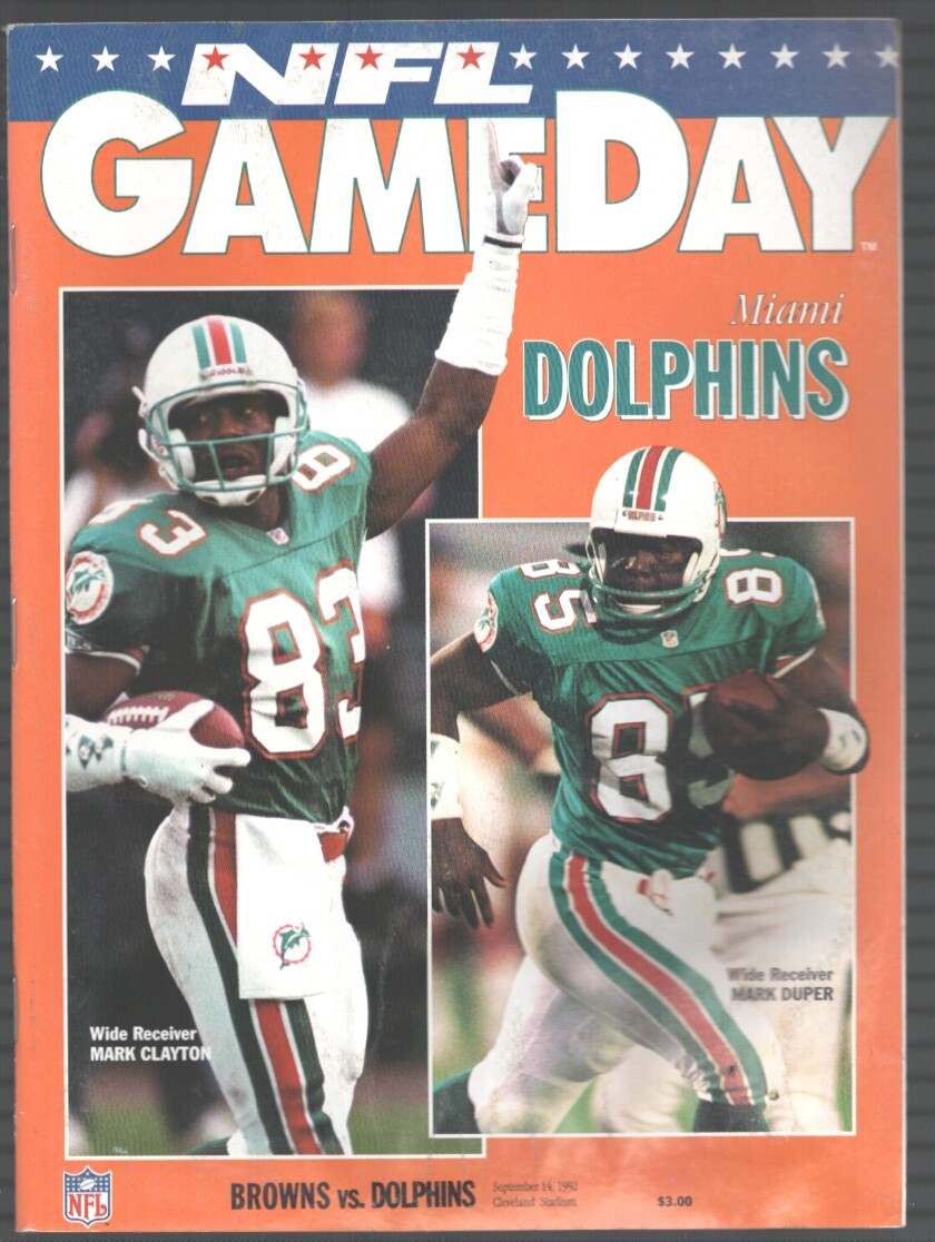 Cleveland Browns vs Miami Dolphins-Football Program-9/14/92