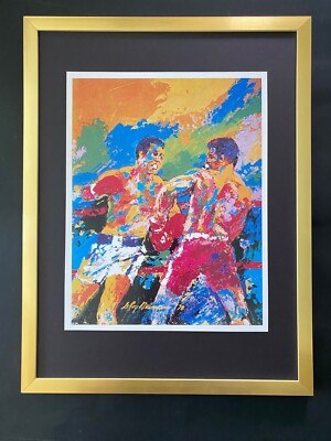 LEROY NEIMAN +  ALI VS. SPINKS + CIRCA 1970'S + SIGNED PRINT FRAMED