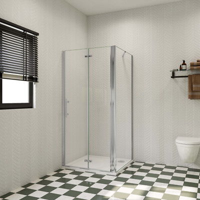 185/195cm Falttür 6mm Nano Glas Eckdusche Scharniertür Duschabtrennung