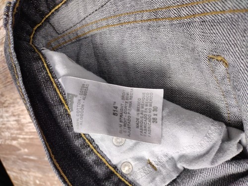 Jeans rectos ajustados Levi’s 514 36 X 30 100 % algodón cremallera mosca hechos en México - Imagen 7 de 13